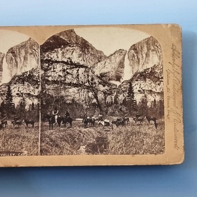 Kalifornien CA Amerika Stereoview um 1895 Echtfoto Yosemite Cowboy Maultier Zug