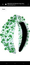 St Patrick's Day Headband Three Leaf Clover Green White