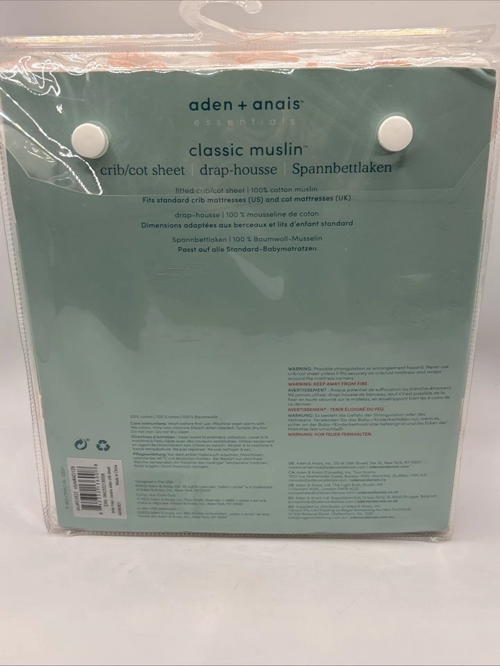 aden + anais Essentials Briar Rose Pink Swan Crib Sheet Cotton Muslin - Image 4 of 4