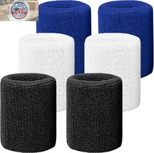 6 Pack 4 Inch Wrist Sweatbands Tennis Wrist Bands Absorbent Sweat Band for Men a