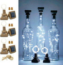 Solar Powered Wine Bottle Lights with Cork, 6 Pack 20 LED Cork Shape Silver Copp