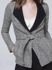 White House Black Market Womens sz 4 Metallic tweed wrap blazer jacket