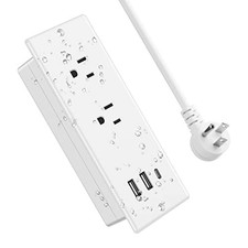 20W USB C Recessed Power Strip,Surge Protector 2 Outlets White