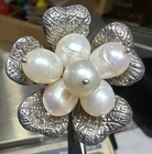 Vintage SX Sterling Silver Natural Earth PEARL FLOWER Ring  20 Grams