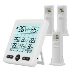 Indoor Outdoor Digital Thermometer Hygrometer with 3 Wireless Sensors, 4.7 In...
