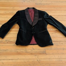 Indochino Black Velvet Tuxedo Jacket Men's Regular Formal Style