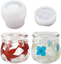 Silicone Jar Molds with Lid, Resin Pudding Jar Epoxy Casting Molds for DIY Stora