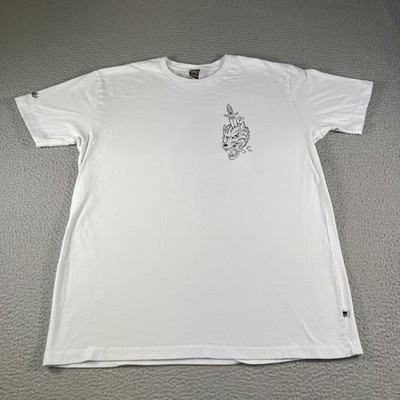 BAU Shirt Mens XL White Back Off Wolf Dagger Destroy Demons Graphic Skater Tee