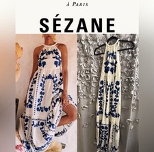 NEW w/ Tags Sézane Floral Embroidery Maxi Dress, Sz 6/38FR