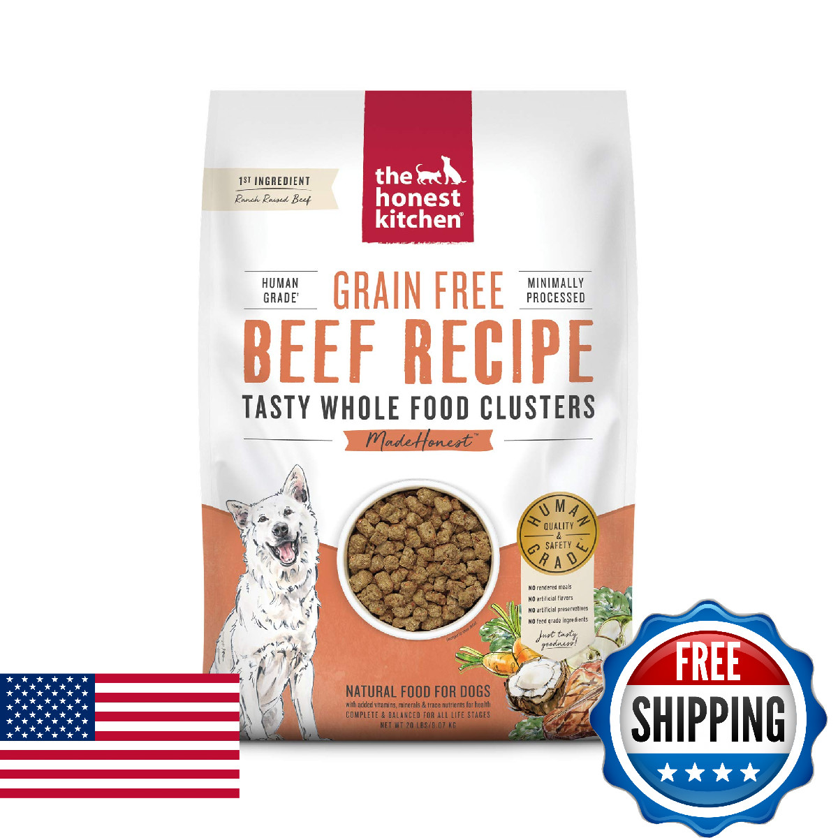 Clusters Grain Free Beef Dry Dog Food, 20 Lb Bag