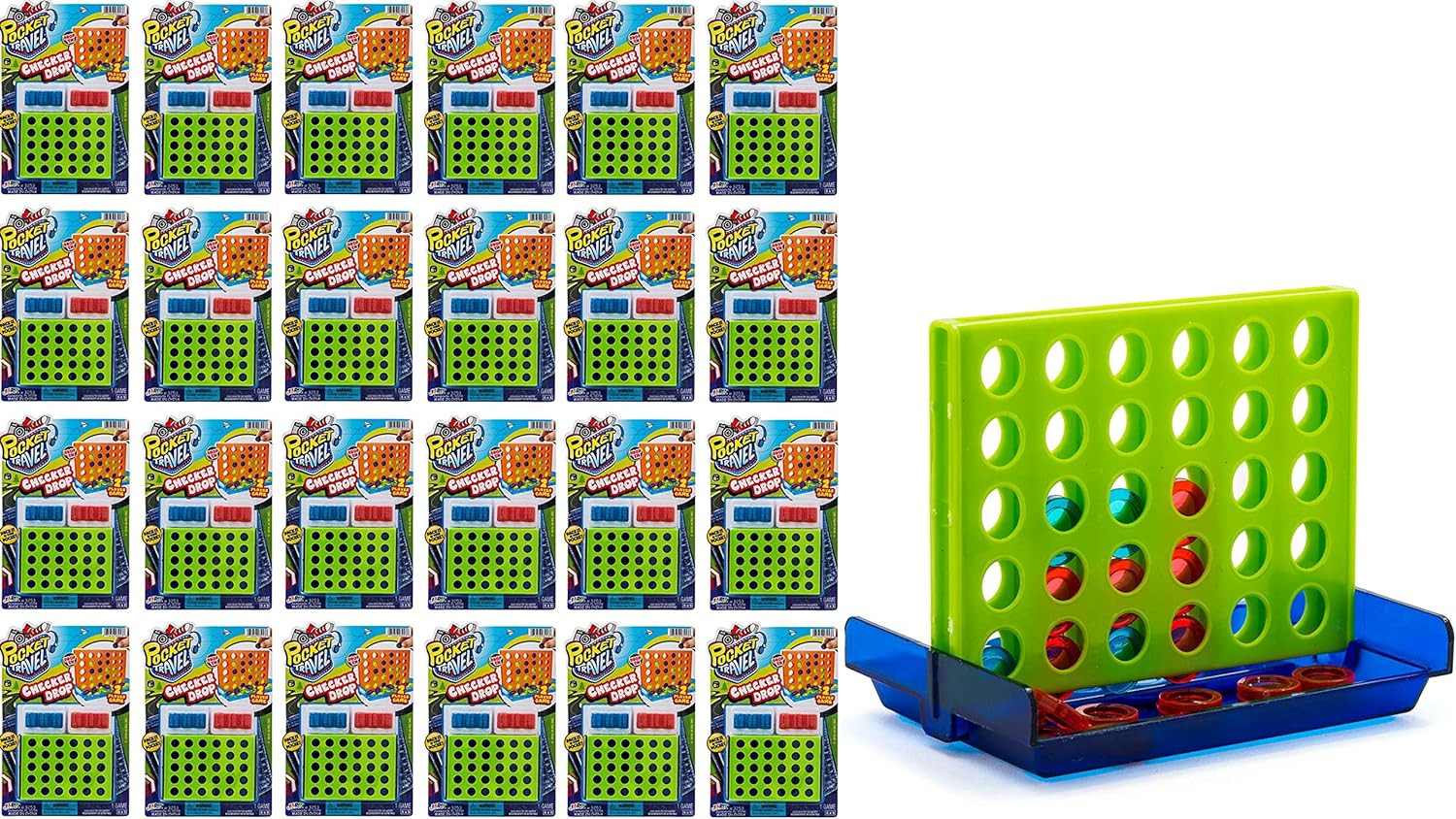 Pocket Travel Mini Four in a Row Game (24 Units) Pocket Size Travel Games