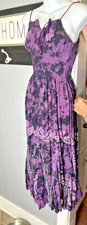 Boho Halter Maxi Dress Purple Embroidered Festival Fairy Grunge Gypsy Indie OS