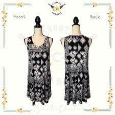 NWT KAREN KANE Red Rock Geo Chloe Swing Tank Dress Black White Women's Sz Medium