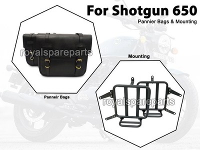 Lederne Schwarze Pannier Taschen & Montage Für Royal Enfield Shotgun 650