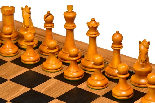 1963-1966 Piatigorsky Cup Chess Pieces in Bud Rose / Antique Boxwood- 4.2" King - Picture 5 of 11
