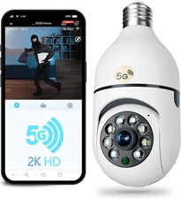 2K HD Light Bulb Security Camera, 5G/2.4G Wifi PTZ Camera Wireless Outdoor, Moti
