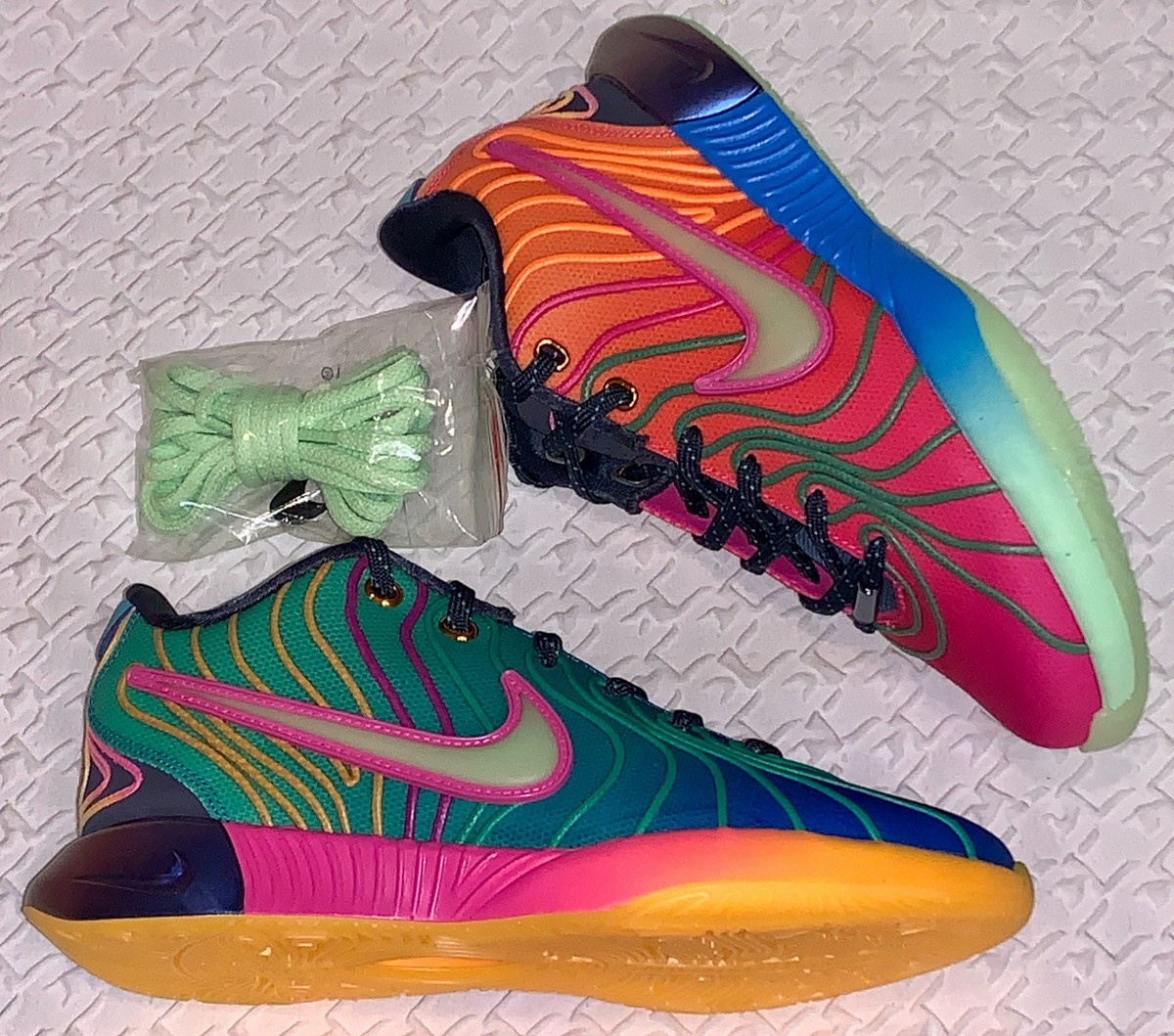 NIKE LeBron XXI 21 Blue Fuchsia Green Orange Basketball Shoes NEW