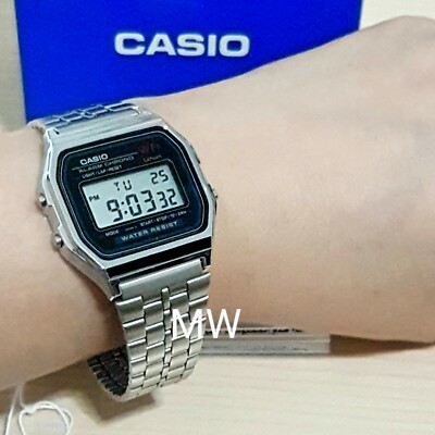 CASIO VINTAGE RETRO DIGITAL SILVER UNISEX DAY DATE ALARM LIGHT WATCH A159WA  4971850249344 | eBay