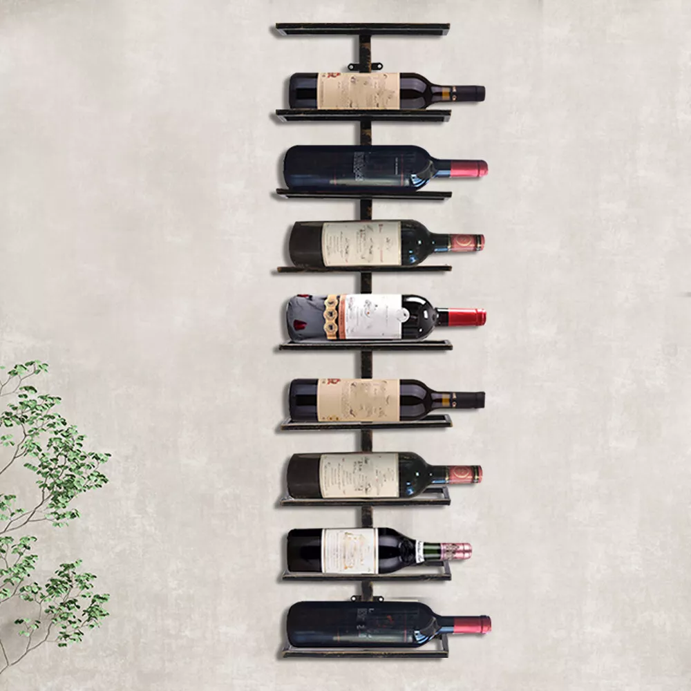 Black metal wall wine rack sale