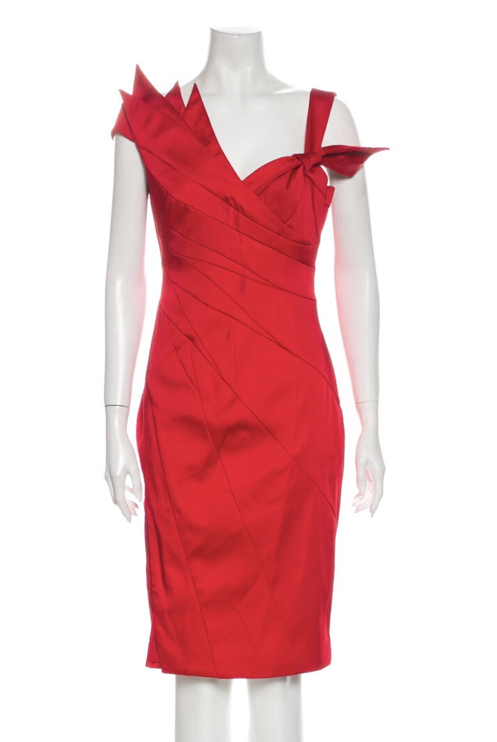 karen millen red satin dress Karen Millen Designer Red Valentine’s Day Satin Cocktail Evening Pencil  Dress S