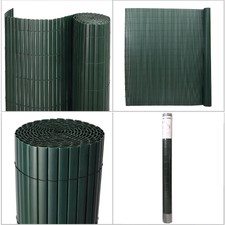 Garden Fence Panel Bamboo Screening Roll PVC Slat UV/Wind Screen Fencing Green