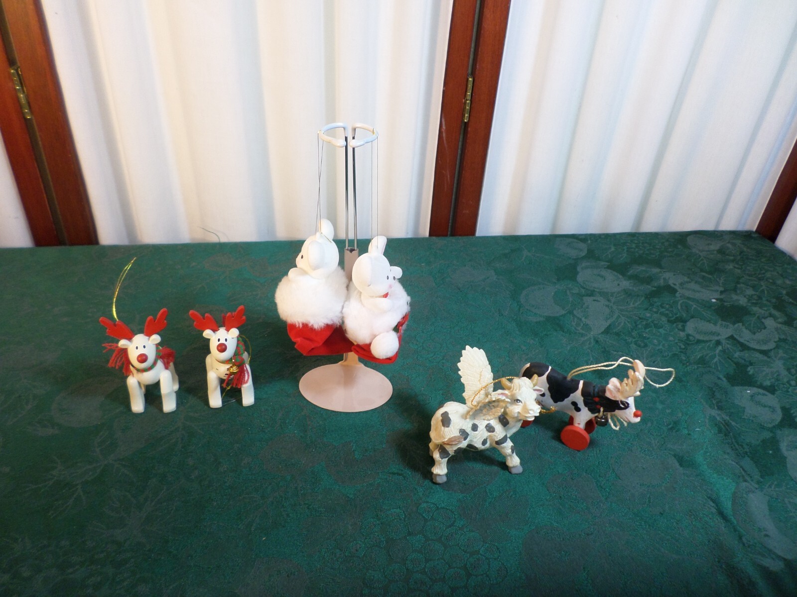 6pc Adorable Animal Designed Christmas Ornaments-Reindeers/Mice/Cow/Flying Cow