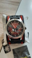 Montre Ed Hardy - Bracelet En Cuir Noir Avec Motif Aigle - Neuf Avec étiquettes