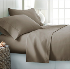 Simply Soft 4-Piece Luxury Deep Pocket Twin Bed Sheets Pillowcase Set - Taupe
