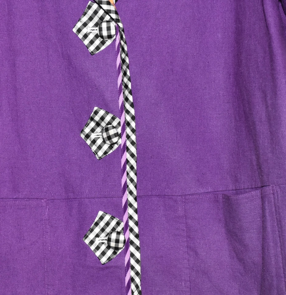 Koos of Course Purple w Black White Linen Rayon Reversible Floral Jacket Size M - Image 3 of 4
