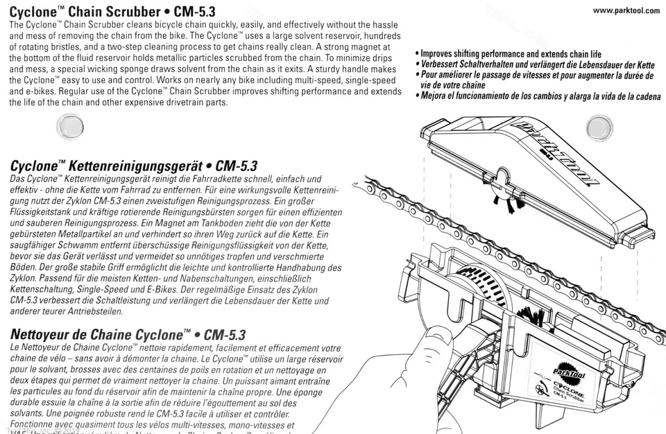 Máquina limpiadora de cadena ciclónica Park Tool CM-5.3 para bicicleta eléctrica de carretera MTB Foto 3 de 3