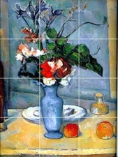 Tile Mural Blue Vase P. Cezanne Kitchen Bathroom Wall Backsplash Marble Ceramic