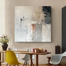 Hand Painted Abstract Painting Texture Acrylic Modern Art Oil Painting Gray