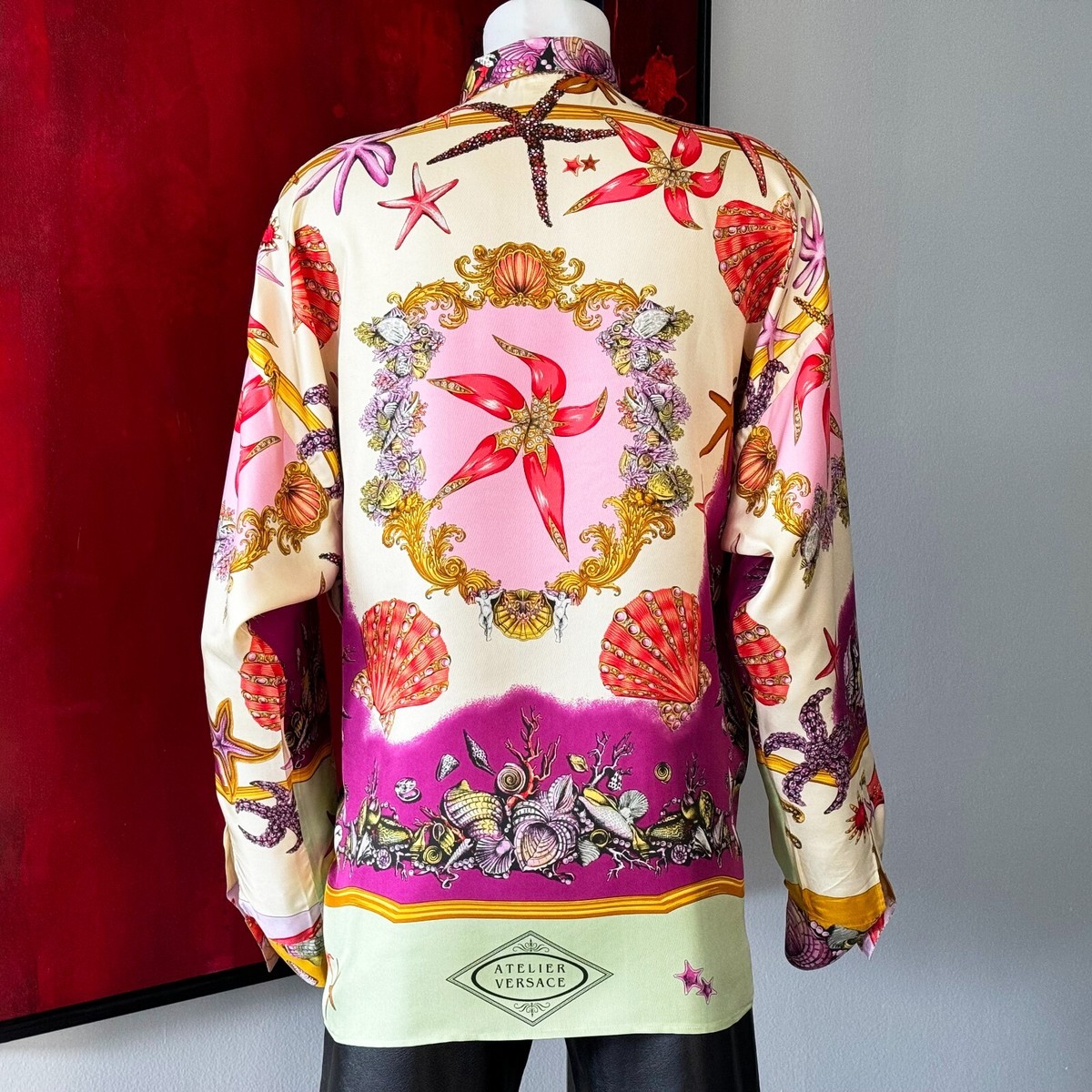 GIANNI VERSACE シルク100% 花柄 シャツ メデューサ 金ボタン GIANNI VERSACE silk shirt Baroque Sauvage print size IT 46 from