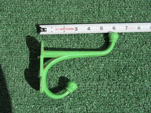 Vintage Cast Iron Grass Green Double Wall Coat Hat Hook - Picture 4 of 5