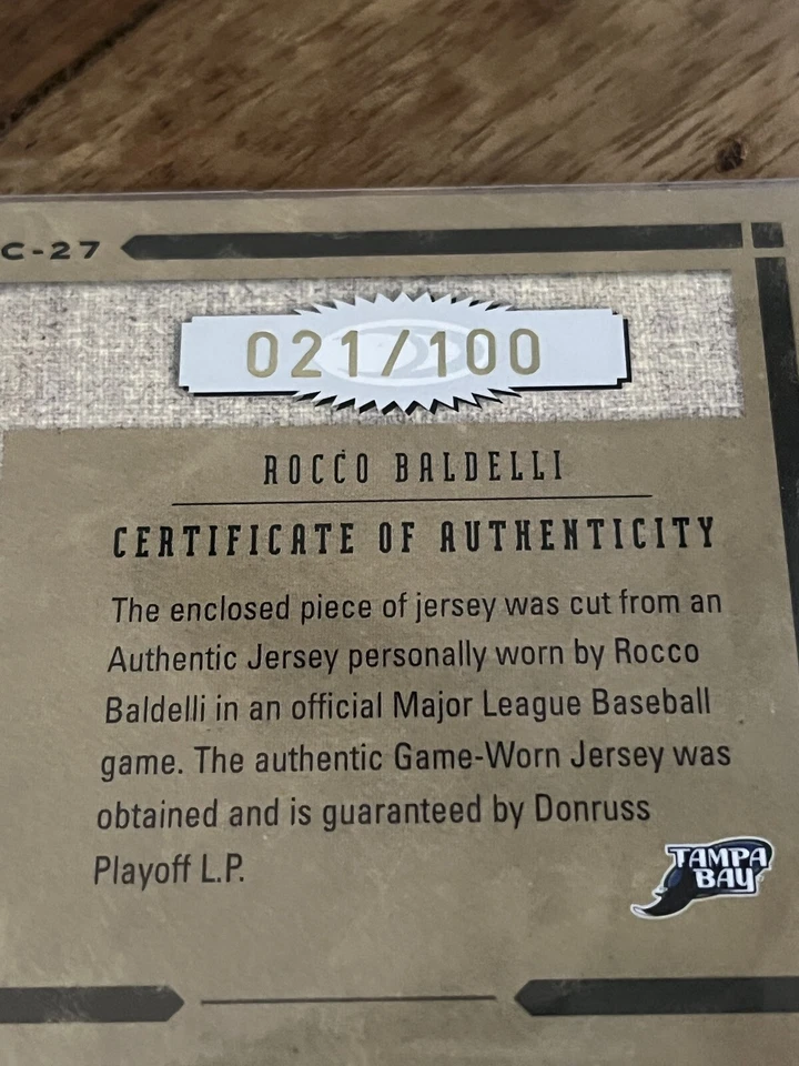 (2) 2004 Donruss Classics Dress Code Game Worn Jerseys Willis And Baldelli - Image 3 of 4