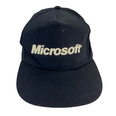 Vintage Microsoft schwarz weiß Promo USA bedruckt Herren verstellbare Druckknopflasche Kappe