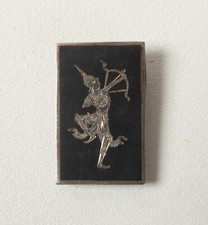 Shoe Buckle Clamp On Niello Enamel B4D-16 Antique Sterling Silver Siam