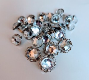 Scrapbooking Crafting Large Clear Silver Rhinestone Brads Embellishments 26pcs