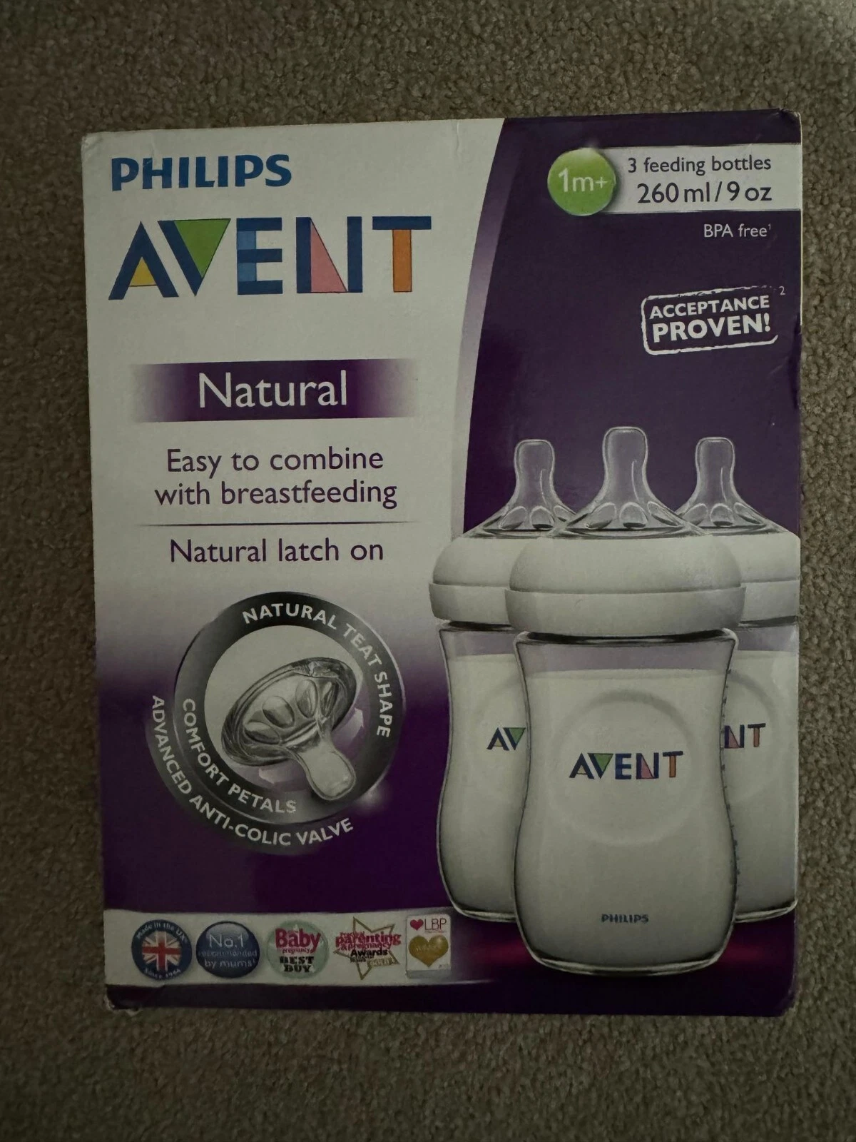 Philips AVENT - Natural Baby Bottle 9oz - 3 Pack 1M+