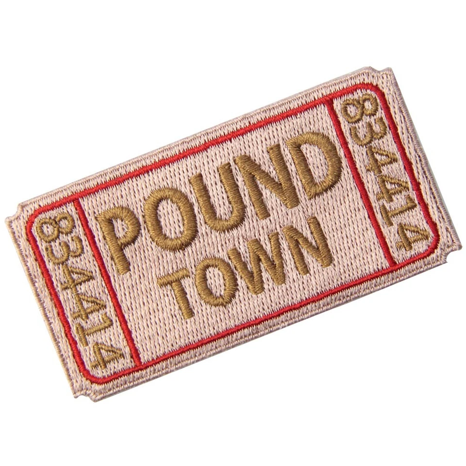 Embroidered Iron Sew On Patches transfers Badges appliques Ticket to Pound Town - Image 3 of 3