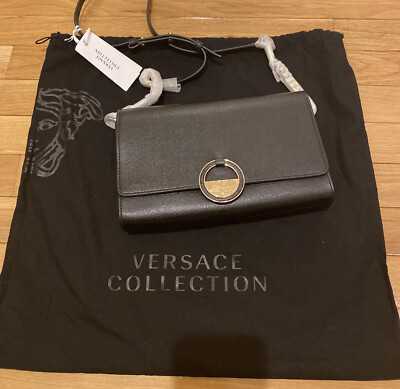 Versace Authentic M Clutch W/chain And Leather Strap