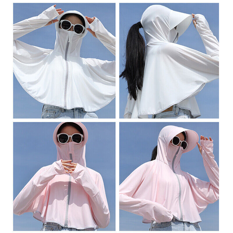 Women's Long Sleeve Sun Protection Shirt Uv Spf 50+ Premium Jacket Hoodie Coat