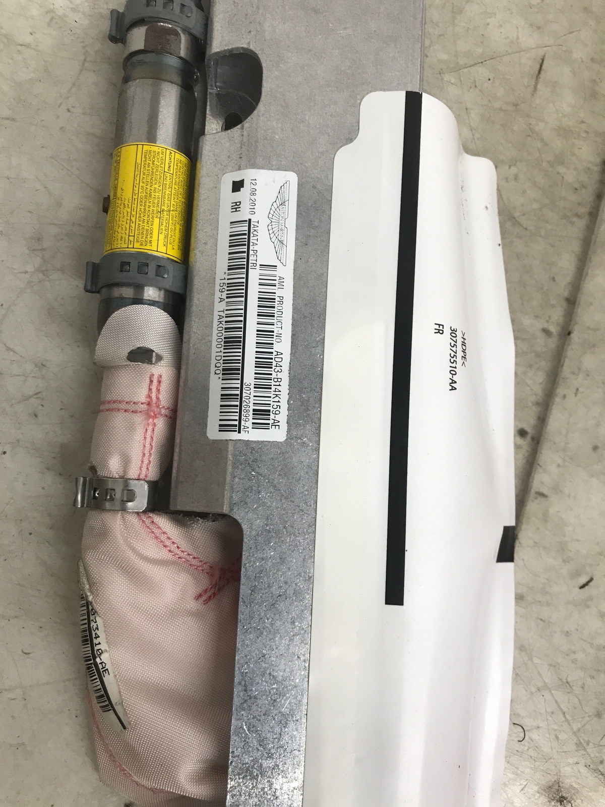 2011 ASTON MARTIN RAPIDE RIGHT FRONT DOOR CURTAIN AIRBAG AD43-B14K159-AE OEM