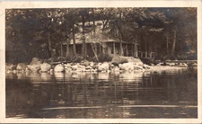 Vintage Photo RPPC CYKO Lake House On Rocky Shore