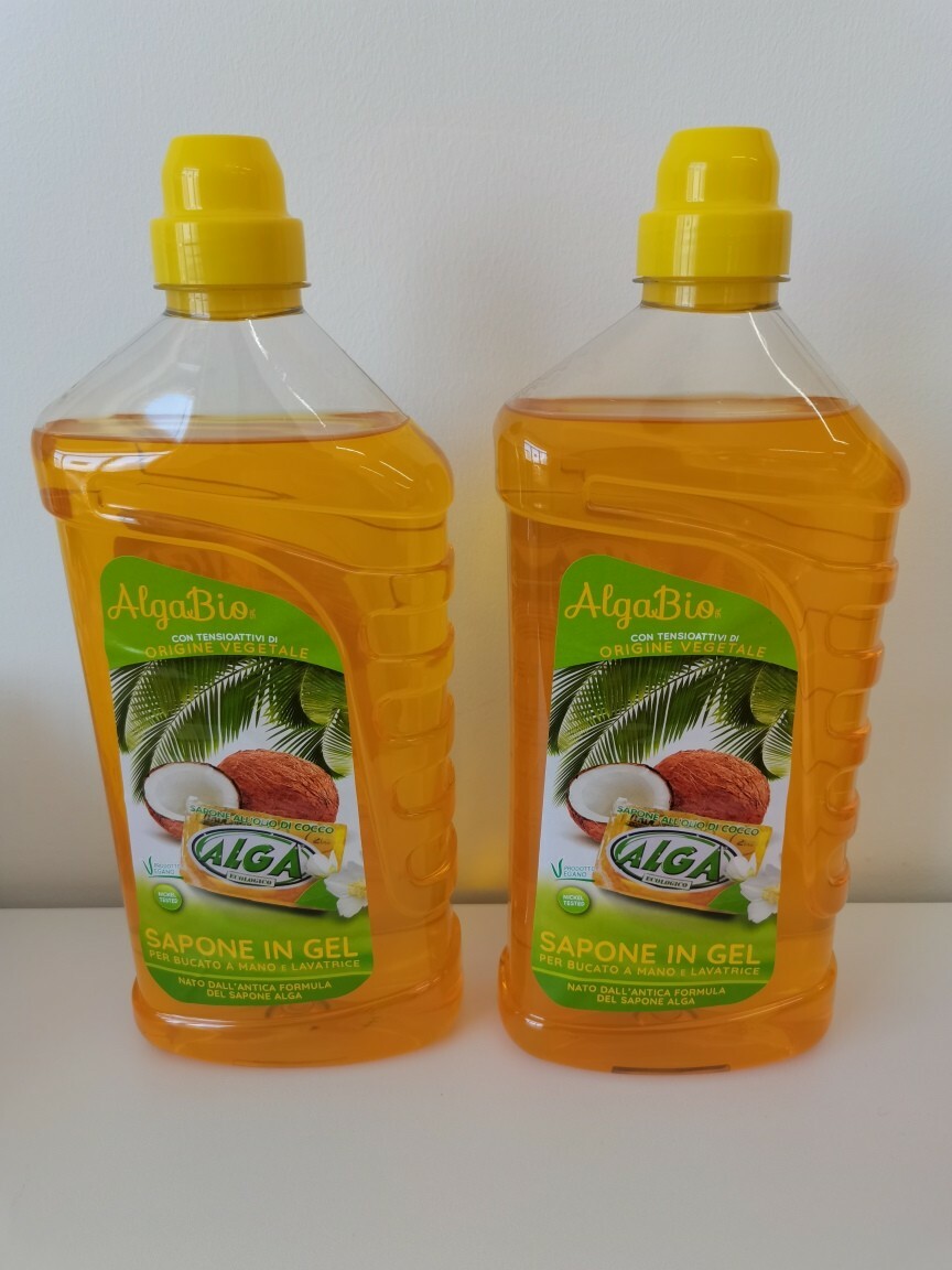 Alga sapone gel ecologico per bucato a mano e lavatrice capi bianchi e colorati