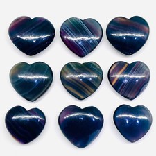 9 Pcs Natural Bi Color Fluorite 22-24.5mm Heart Cabochon Untreated Gemstones Lot