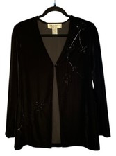 J R Nites Large Petite Black Velvet Jacket Elegant Evening Wear