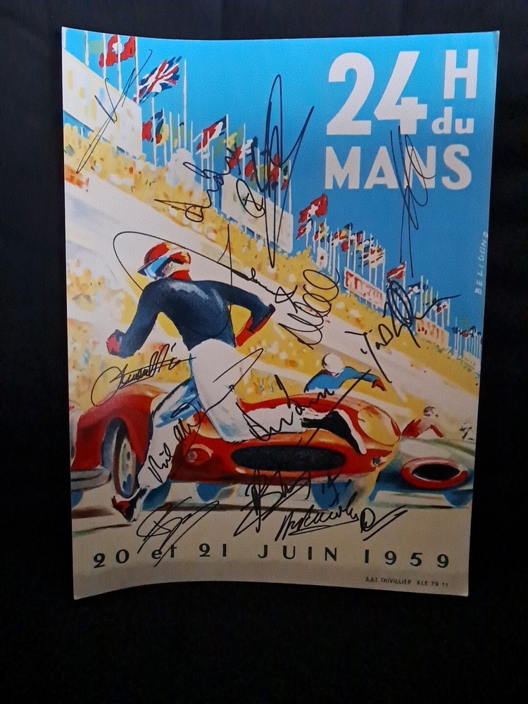 Le Mans Art Poster Signed by Ickx, Bell, Attwood, Pirro & More A3 Winners Edition