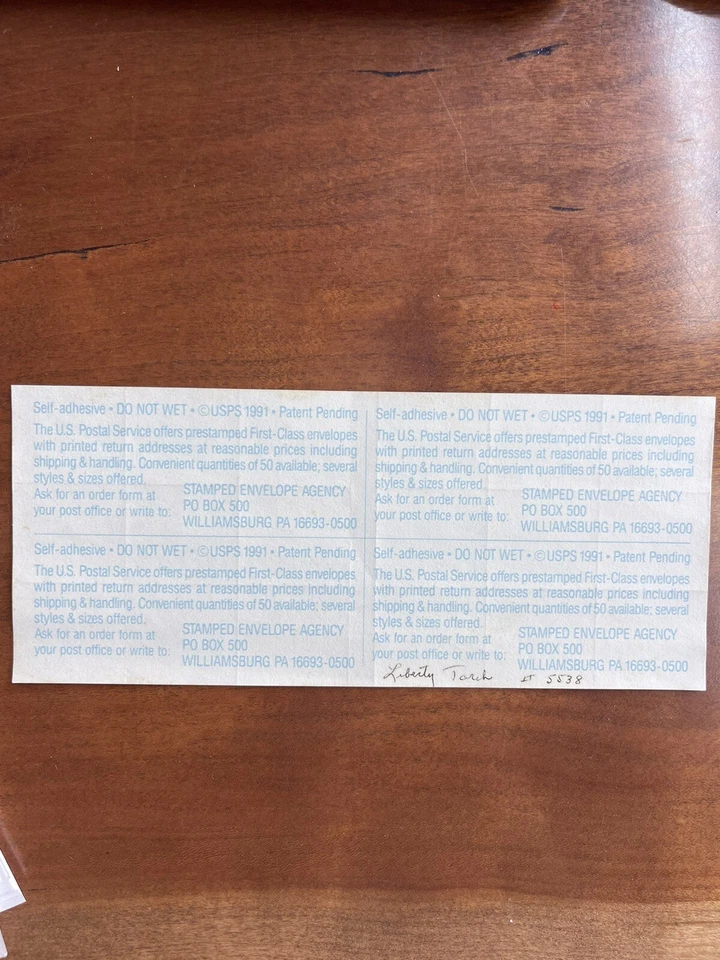 United States #2531Ab MNH Booklet 1991 Liberty Torch ATM Pane MINT - Image 2 of 2