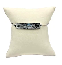 Silver Plated Wire With "Mama Llama" Engraved Bar Bracelet Design